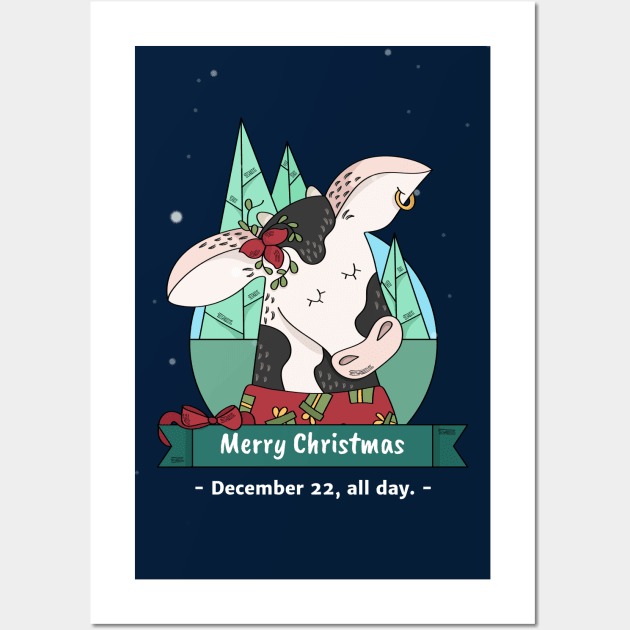 Merry Christmas Cow Wall Art by Christamas Clothing